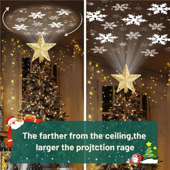 Christmas Tree Topper Lighted with 6 Projection Modes, Built-in LED - Picture 4 of 8